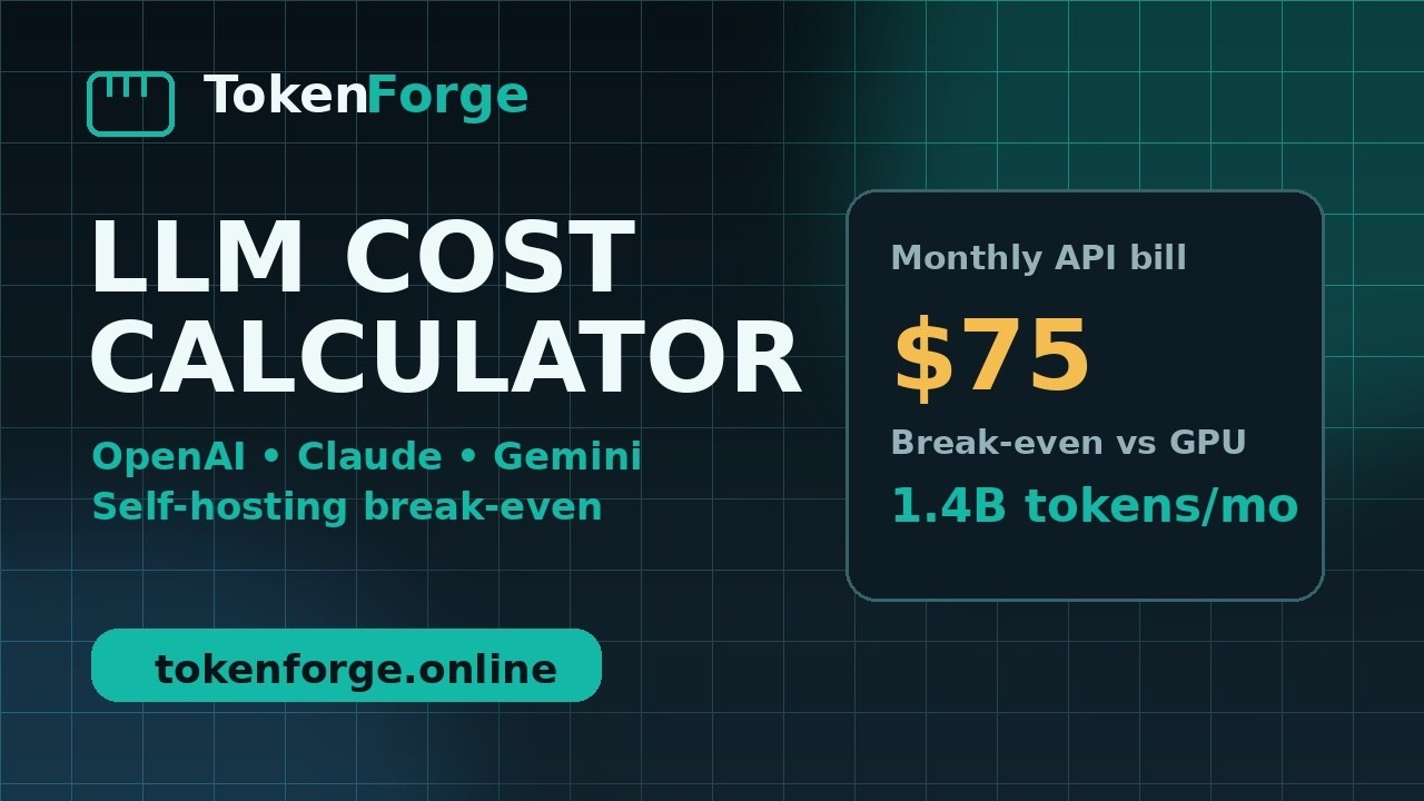 TokenForge LLM Token Cost Calculator